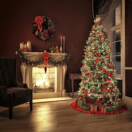 Amazon 10x10フィート メリークリスマス 写真 背景 クリスマスツリーとギフト 暖炉 フォトブース クリスマス 背景 スタジオ小道具 バックペーパー 背景布 通販