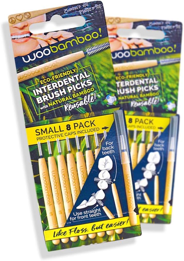 Woobamboo eco Friendly Bamboo Small interdental Brushes, 8 Pack, Natural Bamboo, 1 count (Pack of 8)