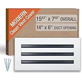 FA-STAR Clean Modern AC Vent Cover - Duct Opening 14 x 6 (White) | All Aluminium Decorative Air Vent, Adjustable &amp; Removable Slat, Screw-In On The Side, Linear Slot Diffuser for Ceiling Walls