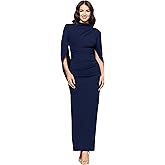 Betsy & Adam Women's Jersey Knit V-Neck Ruffle Leg Slit Floor Length Dress