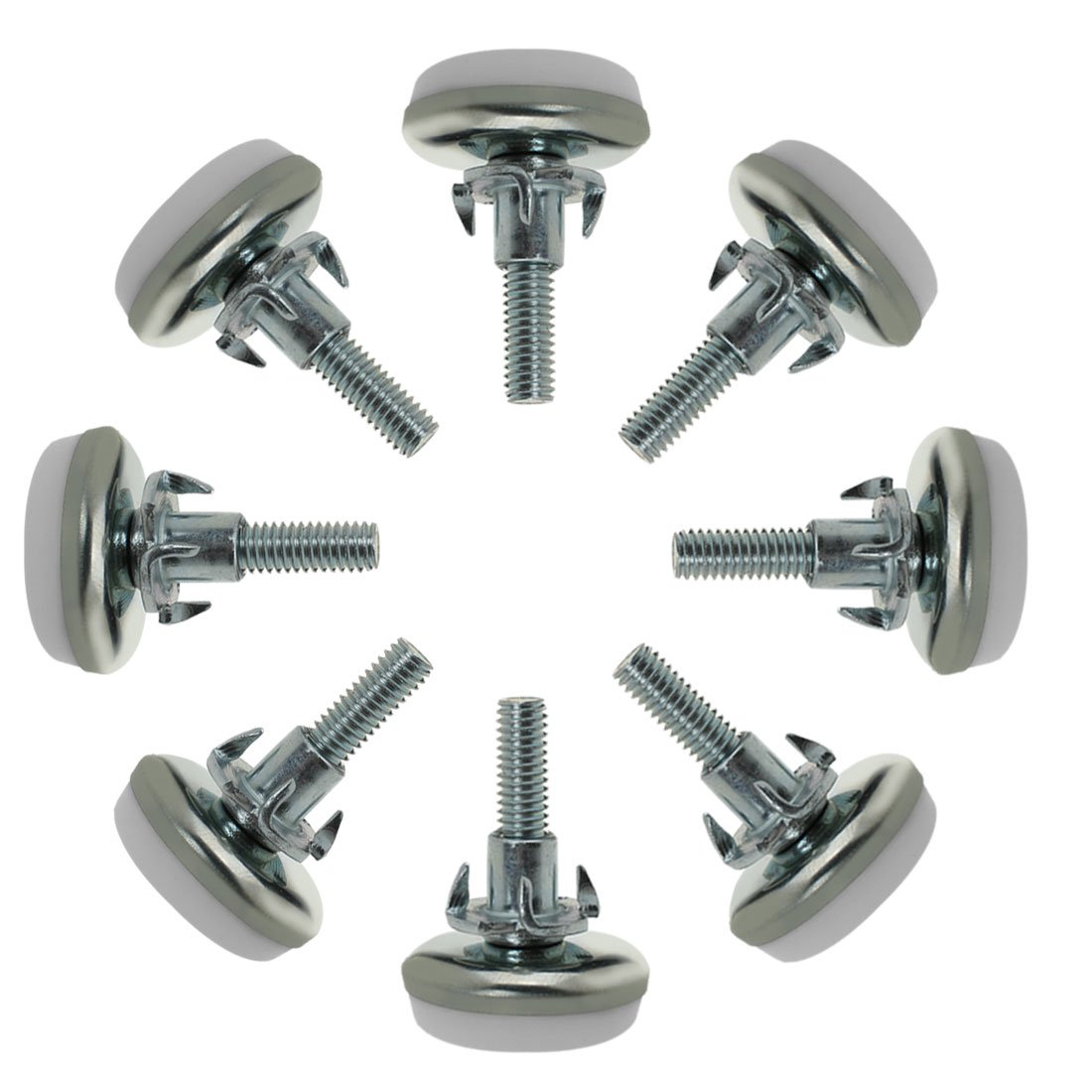 Sourcingmap M6 x 25 x 30mm Screw on Furniture Glide Leveling Feet Adjustable Leveler with T-Nuts for Table Leg 8pcs