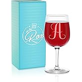 Monogrammed A-Z Wine Gifts for Women - 12.75 oz Engraved Personalized Wine Glass- Funny Wine Lover Monogram Gifts for Women - Unique Wine Glasses Gift Set (A)