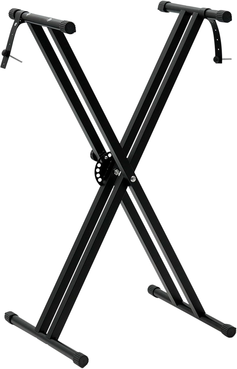 Crystals Double Braced X Frame Music Keyboard Stand 7 Height Positions Black