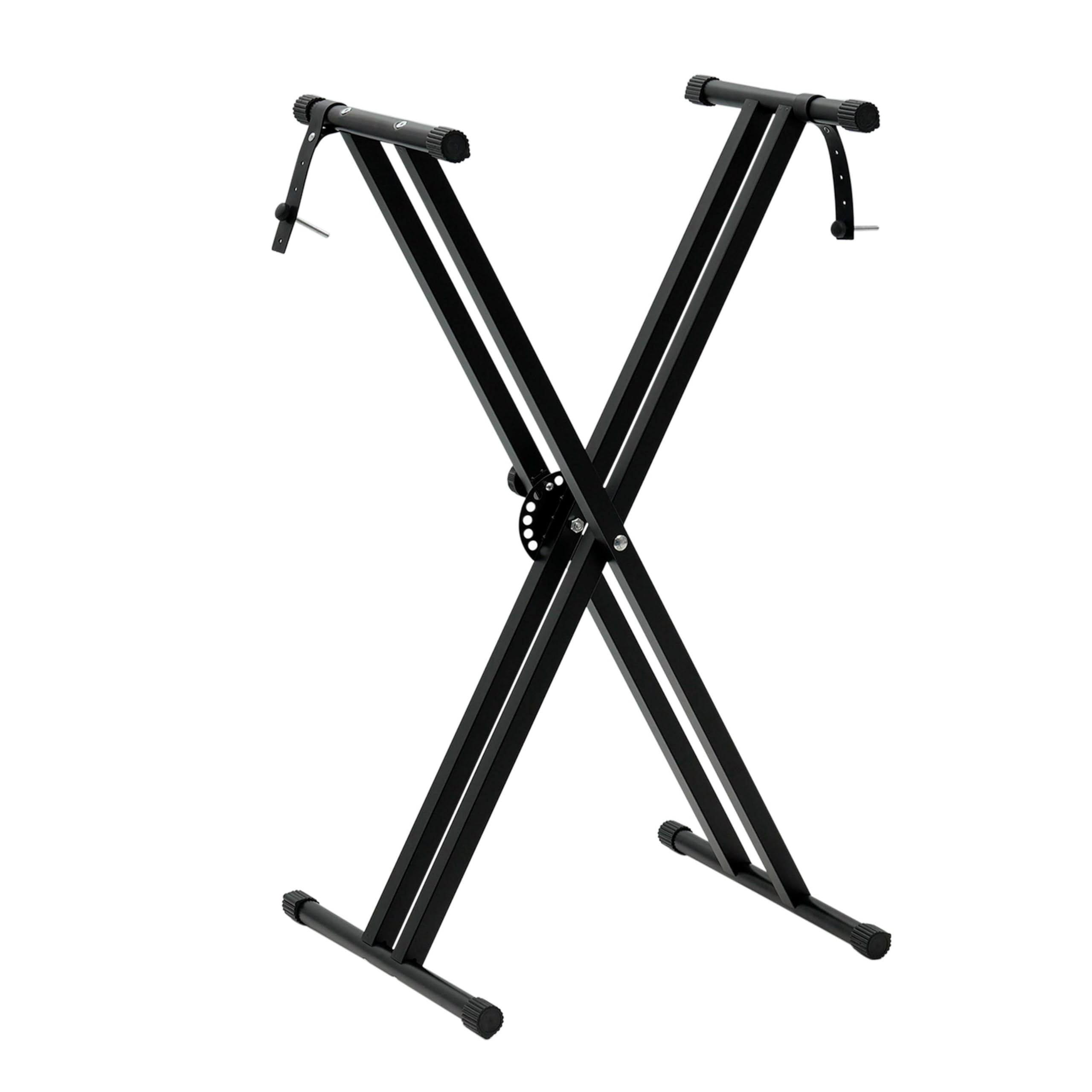 Crystals Double Braced X Frame Music Piano Keyboard Stand with 7 Times Adjustable Height Positions Black (Stand Only)