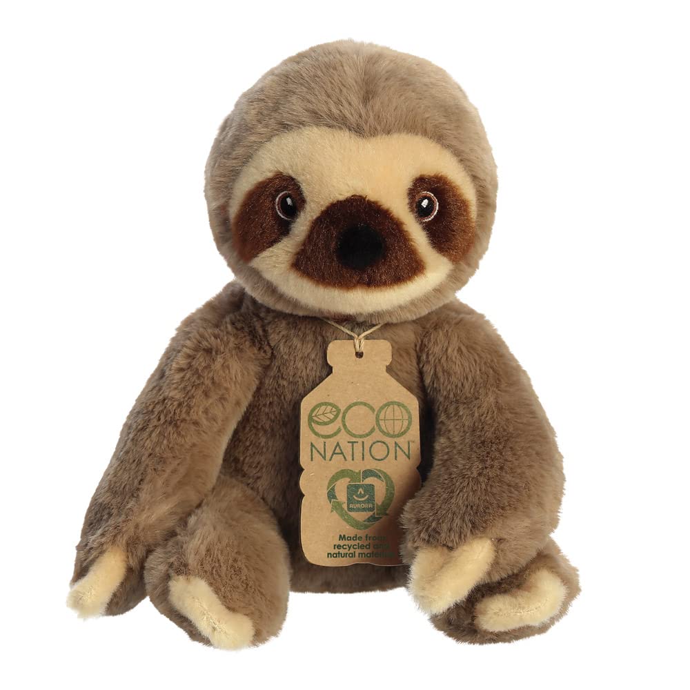 Aurora, 35003, Eco Nation Sloth, 9.5In, Recycled Soft Toy, Brown