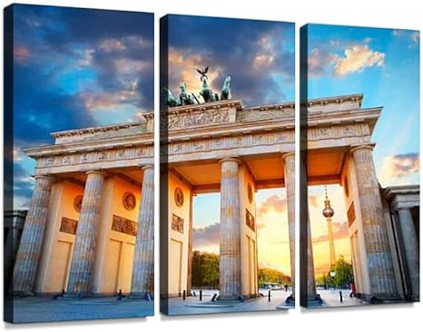 Amazon Co Jp ブランデンブルグ門とタワーのベルリンテレビ ベルリン ドイツ ブランデンブルク門 名所旧跡 建築 都市 世界的な名所 門ポスター パネル 現代壁の絵 壁掛け 部屋飾り 背景絵画 壁アート 完成品 3枚セット すぐ飾る ホーム キッチン