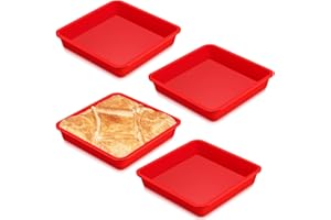 Geetery Set of 4 Silicone Square Cake Pan Silicone Brownie Pan Nonstick Baking Mold for Muffin Bread Rice Crispy Lasagna Pie,