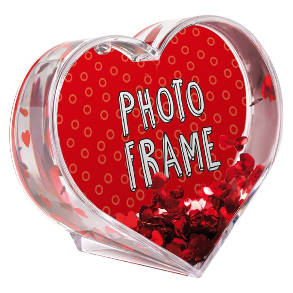 Small Heart Shaped Acrylic Photo Frame (12 cm x 8.5 cm) 1 Piece - Eye-Catching Glitter Design, Perfect Keepsake, & Gift for Loved Ones