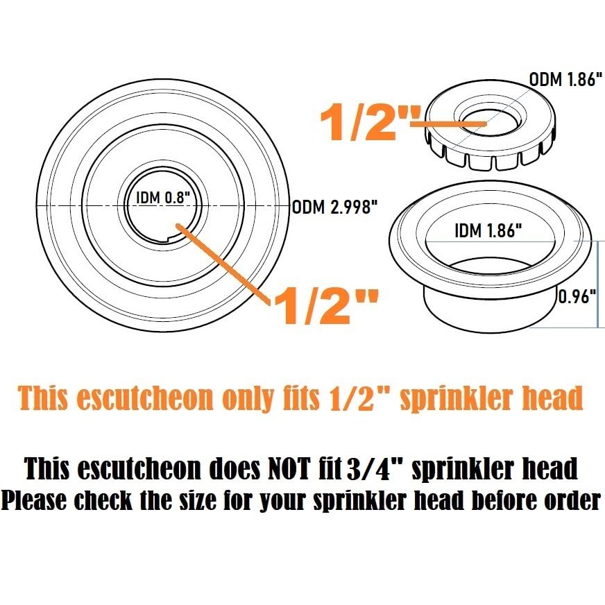 TunaMax (12 Pack) 1/2" IPS Fire Sprinkler Head Escutcheon Cover Plate