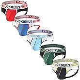 JOKDEILY Men's Athletic Supporters Jockstrap 4-Pack Cotton Wide Waistband Active Underwear