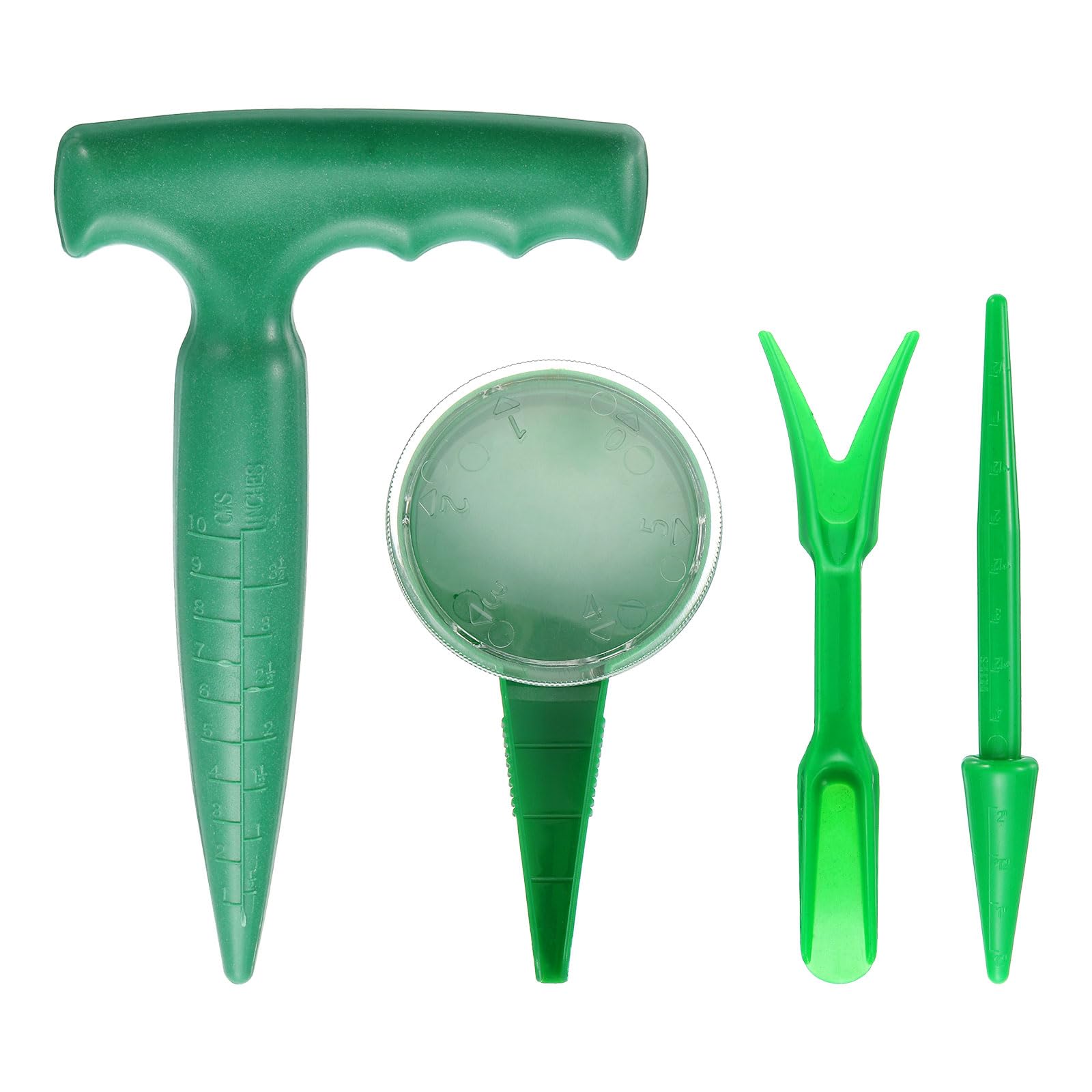 PATIKIL Sowing Dispenser Set, Handheld Widger Sowing Transplant Tool Sowing Dibber Hole Puncher Garden Hand Tools for Planting Transplanting, Green