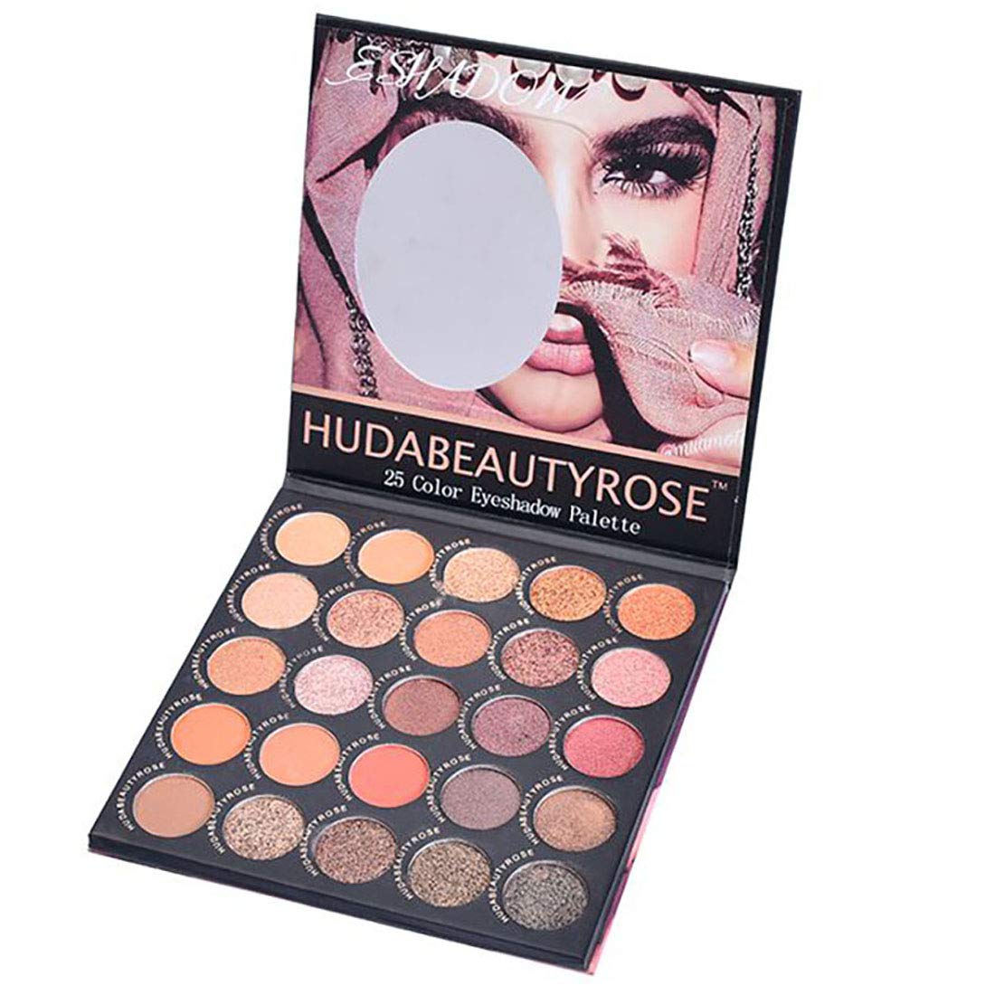25 Colors Eyeshadow Palette Matte Eyeshadow Pallet Pigmented Shades Makeup Palette Set Shimmer Foils Eye Makeup Long Lasting Palette of Shades 25 Colors Waterproof and Sweatproof (Earth gold brown dish)