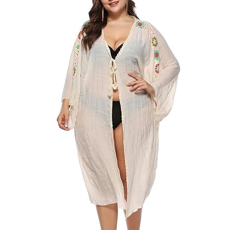 FORH Damen Sonneschutzkleidung Sommer Strand Cardigan Vertuschen Bikini Lose Oberteil Mantel Badeanzug Jacke Kimono Lang Luft