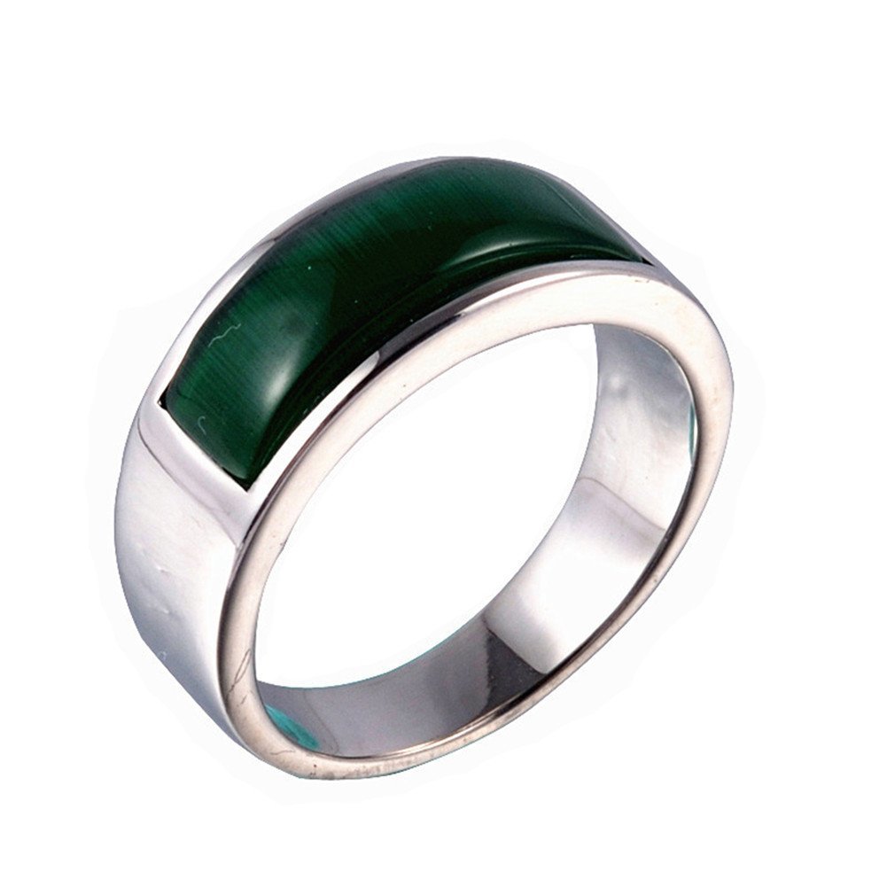 Oakky Stainless Steel Mosaic Cat's Eye Stone Ring - Unisex Opal Style Ring, Sizes 7-12