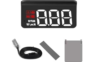 SHELITA Speedometer Heads Up Display Car HUD, OBD Digital Speed, RPM Alarm, Over Speed Alarm, Voltage Alarm, Fatigue Driving Reminder, Large Fonts, etc for All Cars After 2007