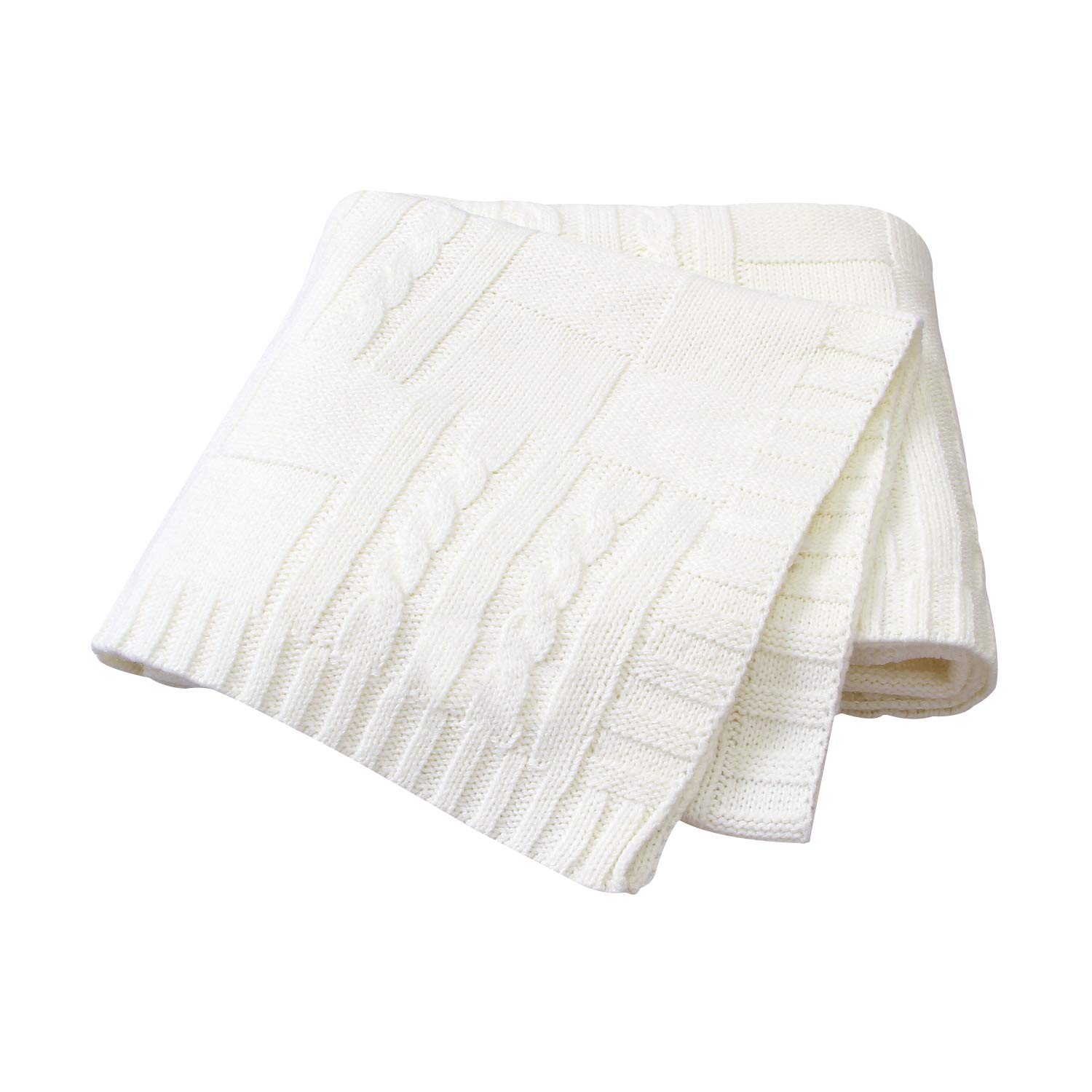 Ziyunlong Baby Blanket Knit Soft Lightweight Blanket Cozy Cable Warm Blanket for Newborn Baby White 80 x 100cm