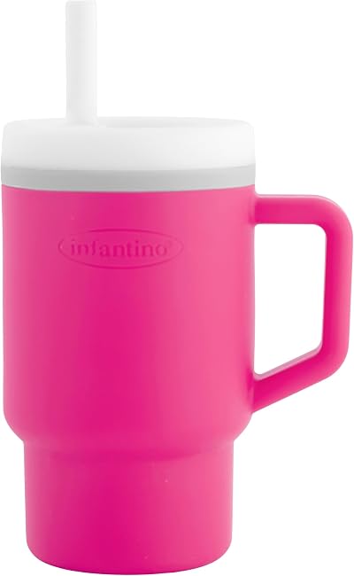 Infantino My 1st Tumbler 9 oz Bubble Gum Leak-Resistant Straw Handle