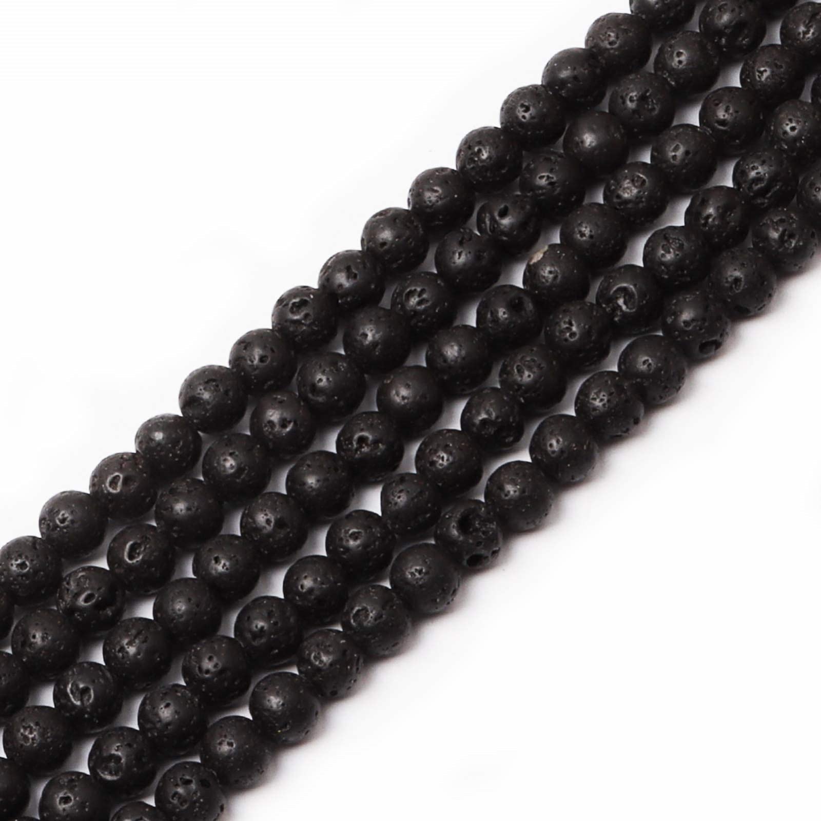 31-36pcs 10mm Lava Stone Gemstone Beads, Loose Round Natural Black Beads for DIY Bracelet Necklace Jewellery Making, 1 Strand 15.5" — image 1