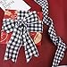 URATOT White and Black Plaid Burlap Ribbon Gingham Christmas Wrapping Ribbon Wired Plaid Ribbon for Crafts Decoration, Floral Bows Craft, 236 by 1.96 Inches