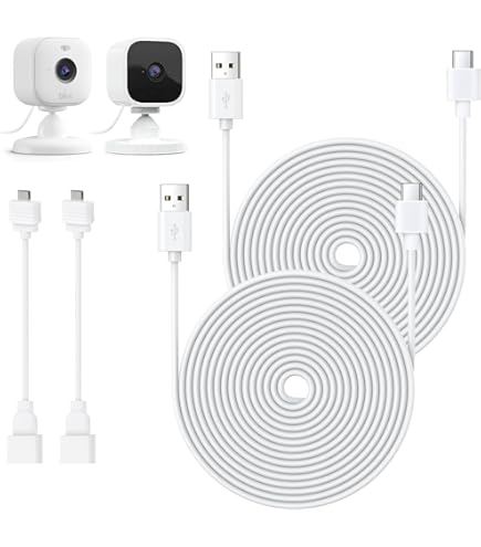 Smays 16 Ft Power Cord Blink Mini 2, Blink Outdoor 4 Camera, Ring Pan-Tilt Indoor Cam (2024 Release), Long USB C Extension Cable 2-Pack