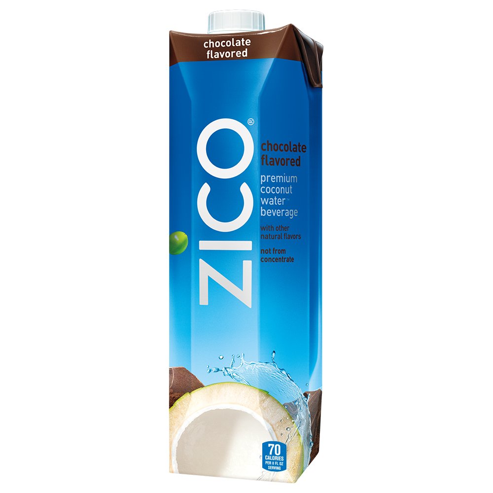 ZICO Premium Coconut Water, Chocolate, 33.8 fl oz (Pack of