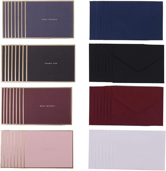 Amazon Co Jp 金縁 高級 おしゃれな 厚手 クラフト紙 封筒付 メッセージカード 4色 32組セット 上品 感謝状 お祝い グリーティング カード 文房具 オフィス用品