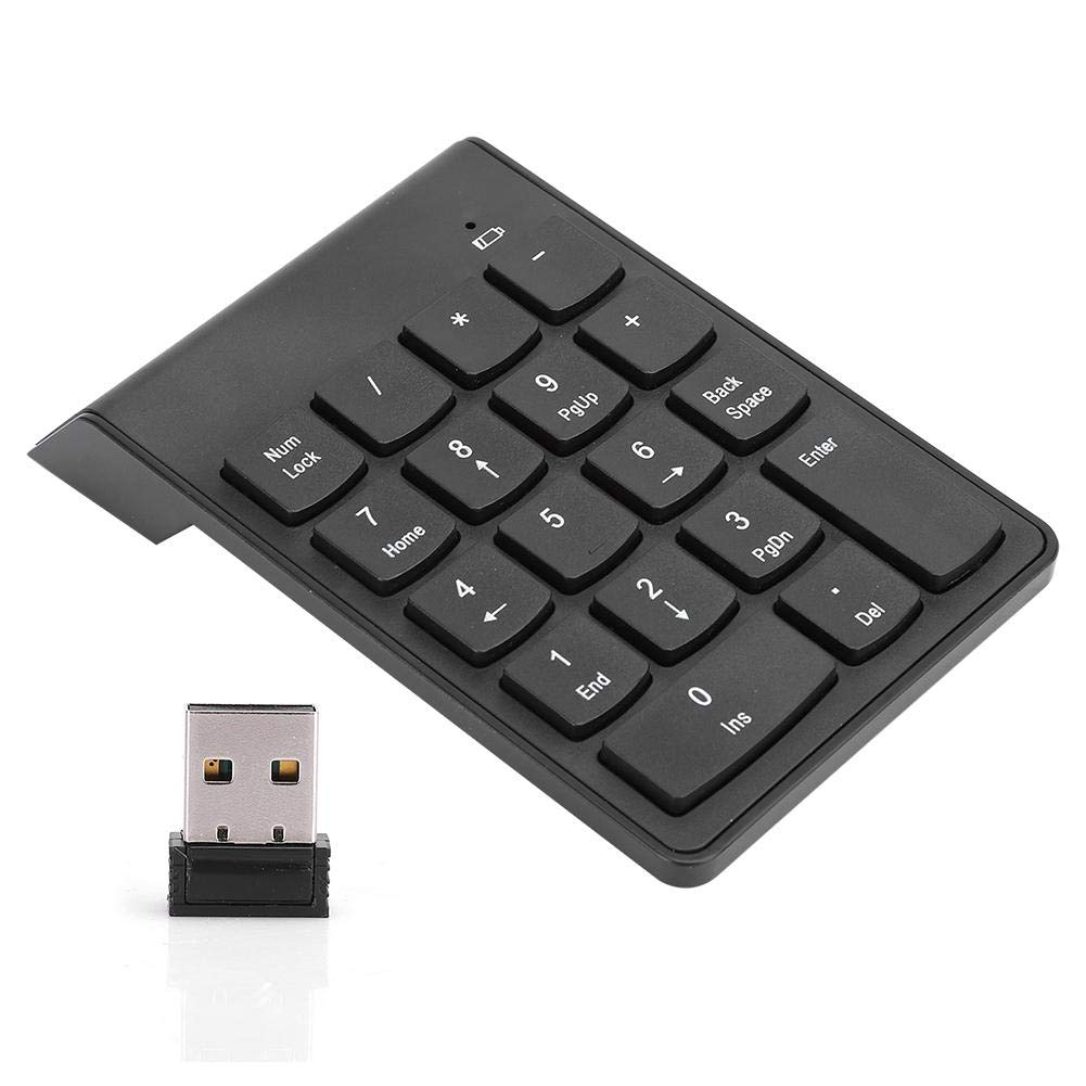 Bewinner1 Wireless Bluetooth Number Pads, 18 Keys Mini Portable Financial Accounting Number Keyboard, Mute Digital Keyboard Numeric Keypads for Laptop/PC/Desktop Pro/Notebook(Black)