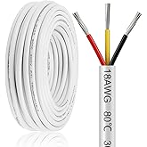 50FT 18 Gauge Wire 3 Conductor, 18AWG Electrical Wire, 18/3 Oxygen Free Stranded Tinned Copper Wire, Insulated Low Voltage Cable for LED Lamps Lights Automotive