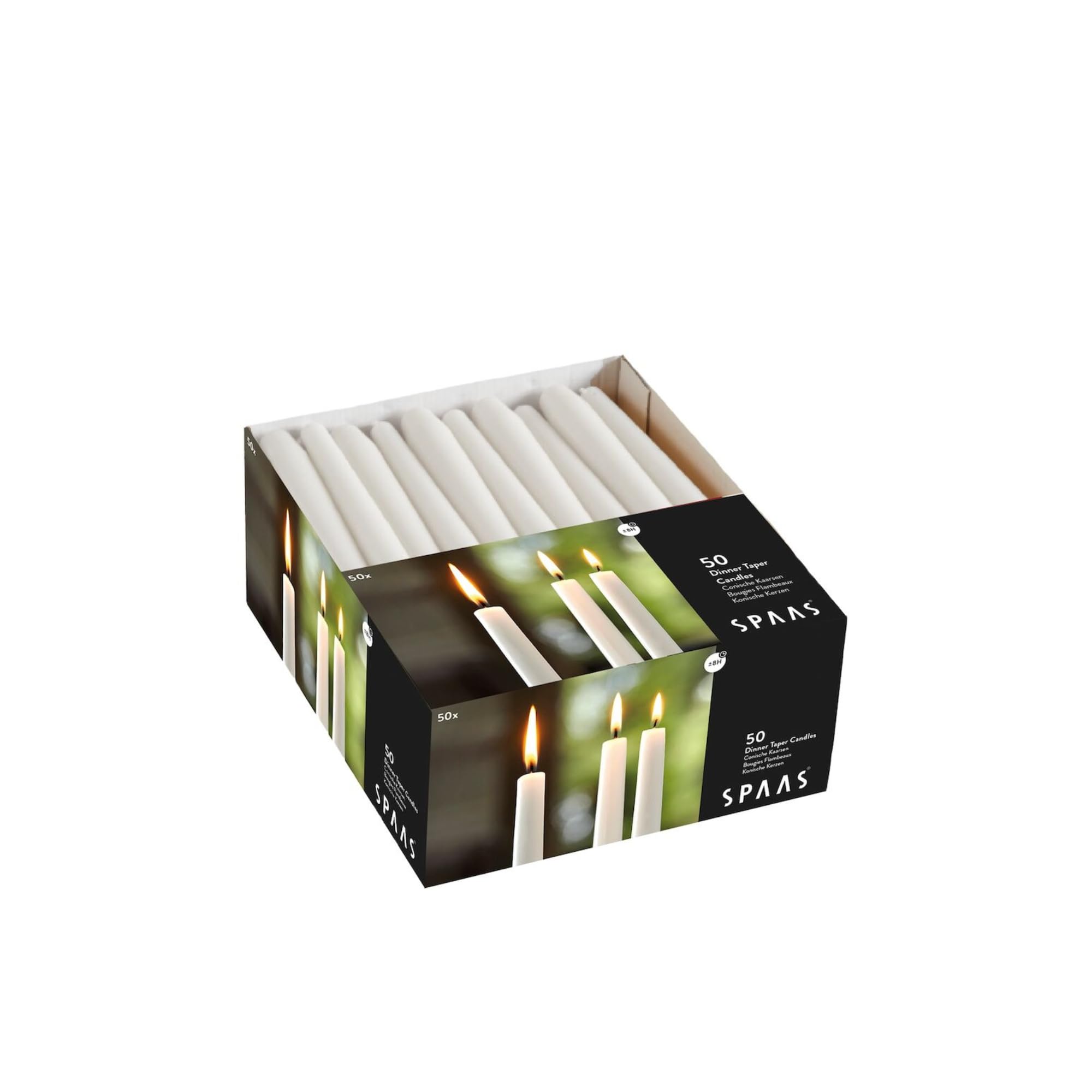 Spaas Unscented Festilux Dinner Candles 23/250mm, ±8 Hours, 50 Pieces, White