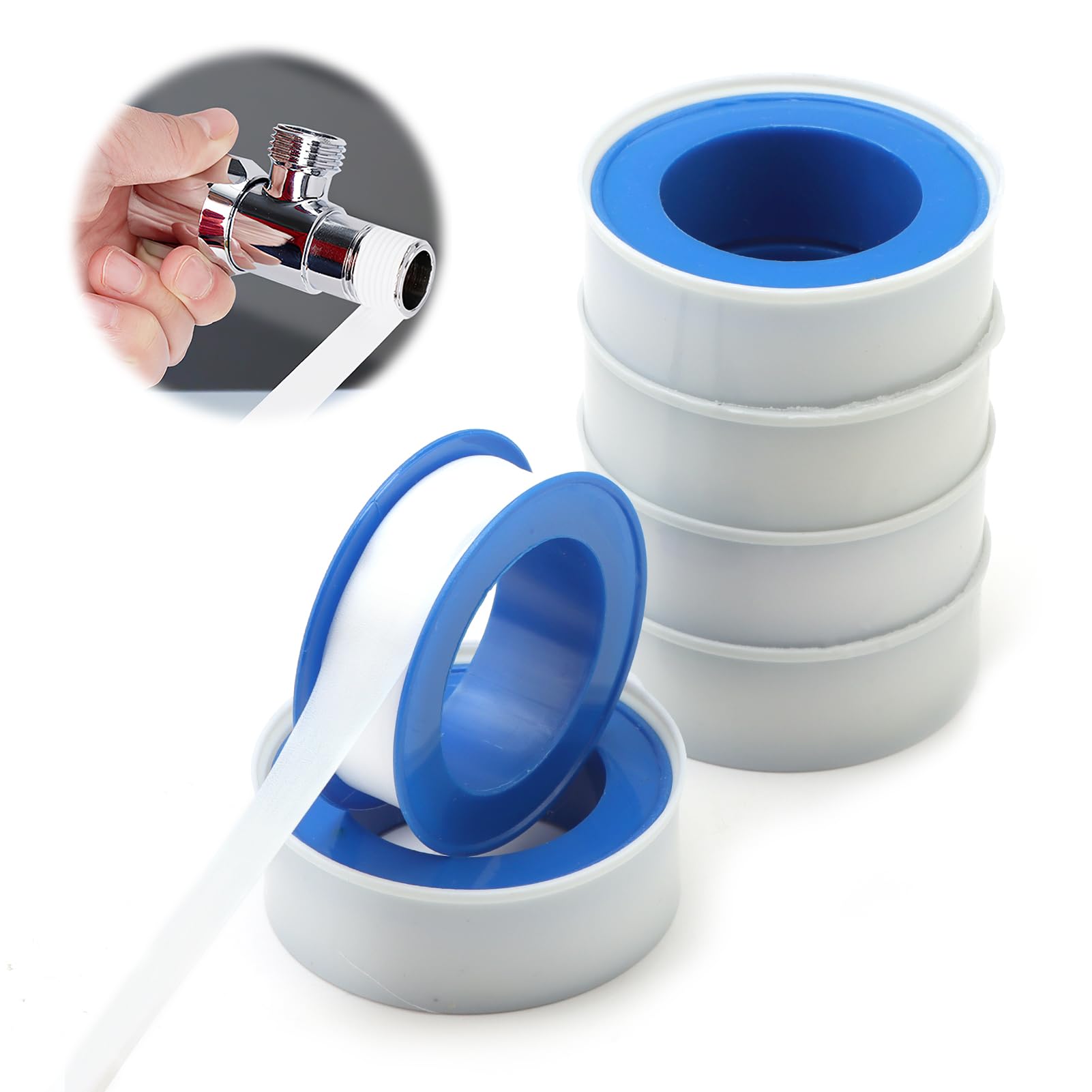 PTFE Tape 19mm x 12M Plumbing Repair Tape to Stop Leaks Thread Seal Tape Pipe Slealant Seal teflon Tape Waterproof for Bathroom Kitchen Garden Leaking Pipe Sealing in Pipe Threads Leaks,White,6 Rolls
