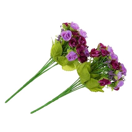 Toogoor 2pcs Bouquet Artificiel 40 Roses Violet Fleurs Pour Mariage Mariee