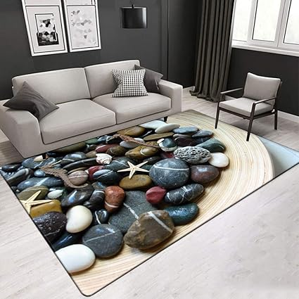 Floormatjing Teppich Mit Modernem Design Wohnzimmer Bild Teppich Mit Steintisch Mit Buntem Muster Mix Aus Mehrfarbigen Farben Amazon De Sport Freizeit