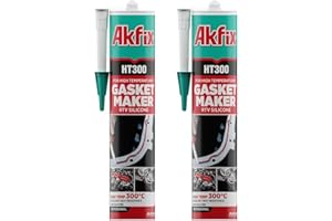 Akfix HT300 High Temp Silicone Gasket Maker (2x10.1 fl.oz.) - Red RTV Gasket Sealer, Flexible High Heat Silicone Sealant Up to 600F, Valve Cover Gasket Sealant for Automotive | 2 Pack