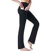 Zeronic Women's High Waist Bootcut Yoga Pants with Pockets Tummy Control Workout Running Pants Long Bootleg Flare Pants
