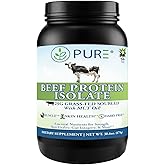 PURE® Grass-Fed Beef Protein Isolate Powder - 25g Protein, 28 Servings - Dairy-Free Paleo & Keto Friendly Protein - with MCT Oil, Probiotics & Natural Collagen - No Whey or Lactose - Vanilla 878 Grams