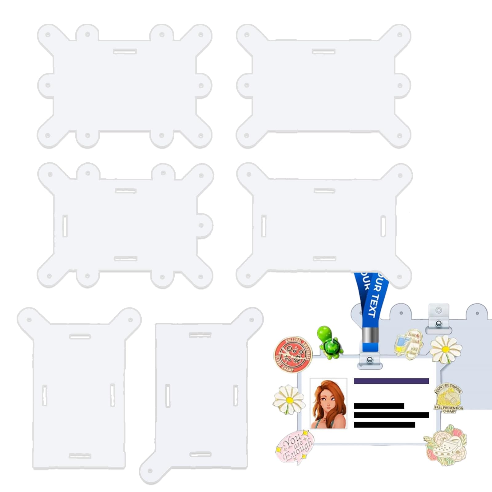 Photo 1 of Badge Buddy Pin Holder, Six Styles of Nurse Badge Pin Holder, Acrylic Badge Topper Adapter, Badge Buddy Pin Holder for Displaying Badge Accessories, Badge Pin Holder for Nurse ID, Student, Employee