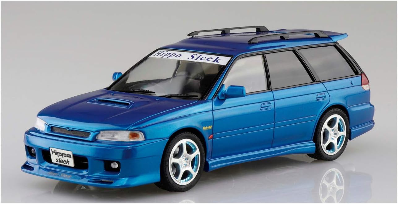 Aoshima 1/24 Scale Kit 58008 Hippo Sleek BG5 Legacy Touring Wagon '93 (Subaru), Blue - Image 3