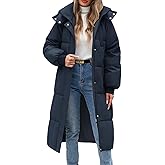 VXVGER Women Long Puffer Coat Winter Warm Hooded Jacket Long Sleeve Parka Full Length Down Coats With Zip