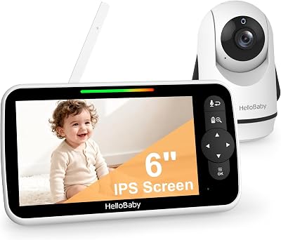 HelloBaby 6-Inch Video Baby Monitor Large Screen No WiFi 2-Way Talk
