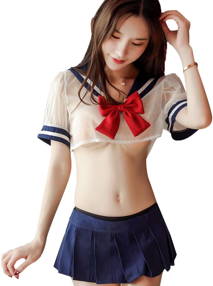 Kadila Women Costume Sexy Lingerie Set Cosplay Uniform Sexy Schoolgirl Outfit Tartan Pleated Skirt