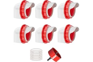 ZenxyHoC Chicken Feeders No Waste, DIY Automatic Poultry Feeder 6 Ports 1 Hole Saw with Covers Gravity Feed Kit for Buckets Barrels Bins Troughs