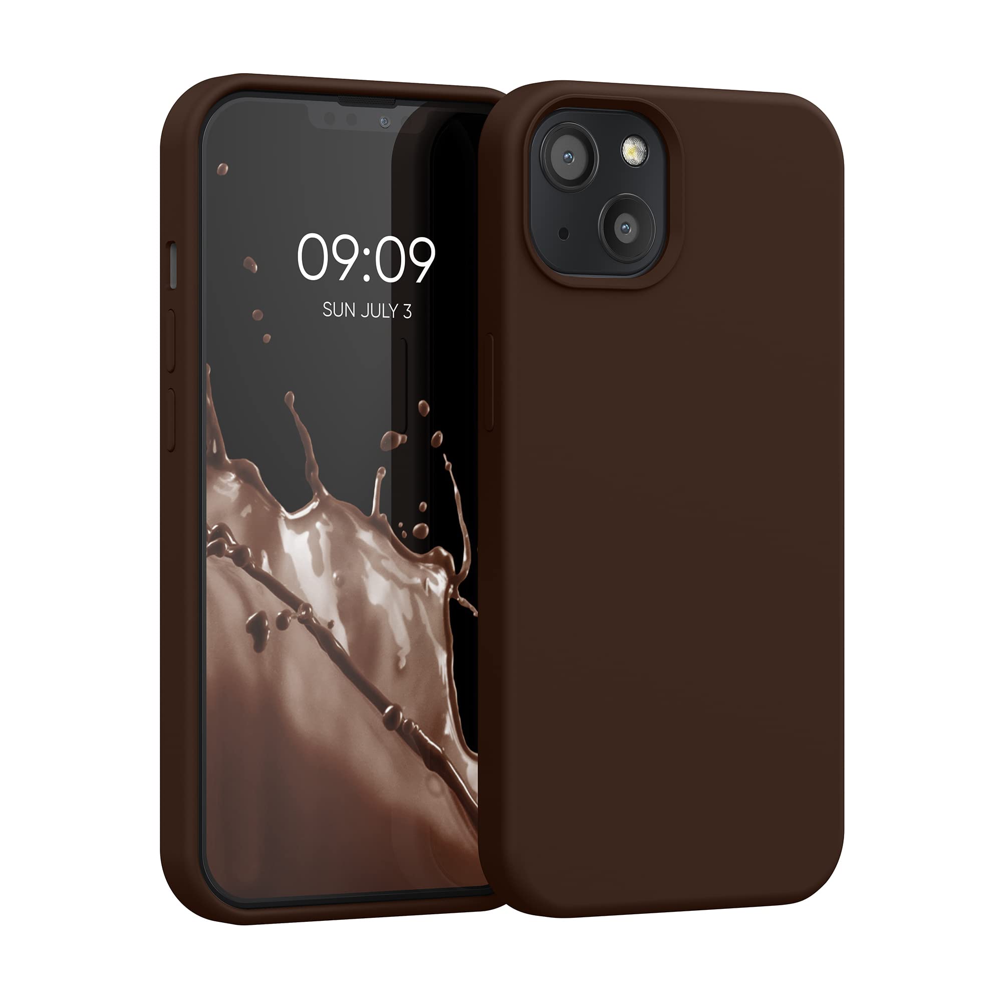 kwmobile Case Compatible with Apple iPhone 13 Case - TPU Silicone Phone Cover with Soft Finish - Chocolate — image 1