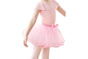 Phoeswan Grils 4 Layers Tulle Tutu Skirts,Kids Pull on Ballet Skirts for Dance Gymnastics,Halloween Dance Dress