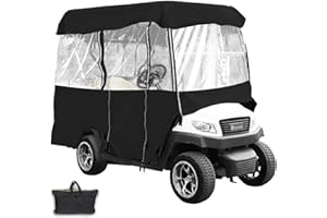 Happybuy Golf Cart Enclosure, 4-Person Golf Cart Cover, 4-Sided Fairway Deluxe, 300D Waterproof Driving Enclosure with Transparent Windows, Fit for EZGO, Club Car, Yamaha Cart