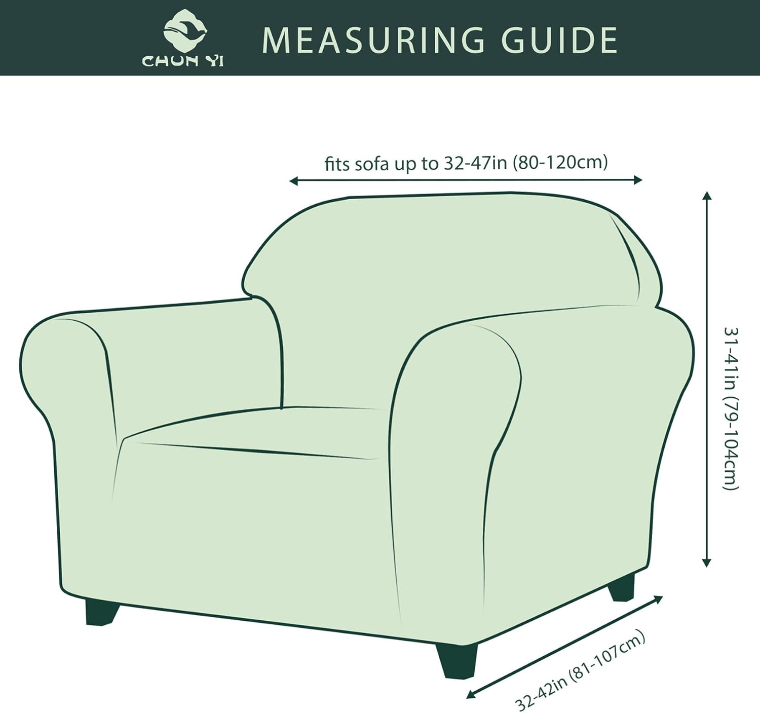 CHUN YI Stretch Chair Sofa Slipcover 1-Piece Couch Cover, 1 Seater Coat Soft with Elastic, Checks Spandex Jacquard Fabric, Small, Beige: Home & Kitchen