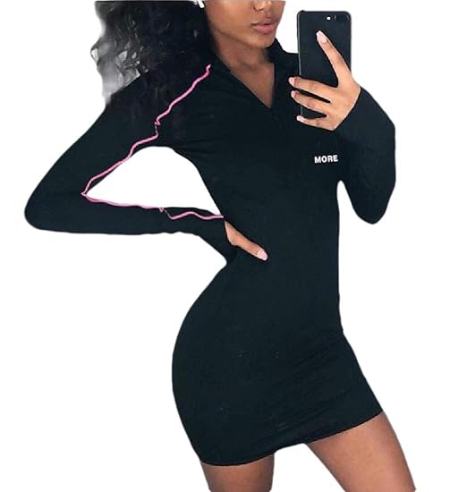 long sleeve zip up bodycon dress
