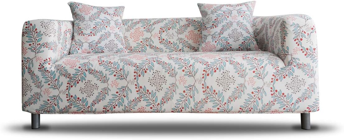 ENZER Sofa Slipcover Stretch Elastic Fabric Flower Bird Pattern Chair Loveseat Couch Settee Sofa Covers 1-Piece Pet Dog Protector (Flower Branch, 3 Seater)