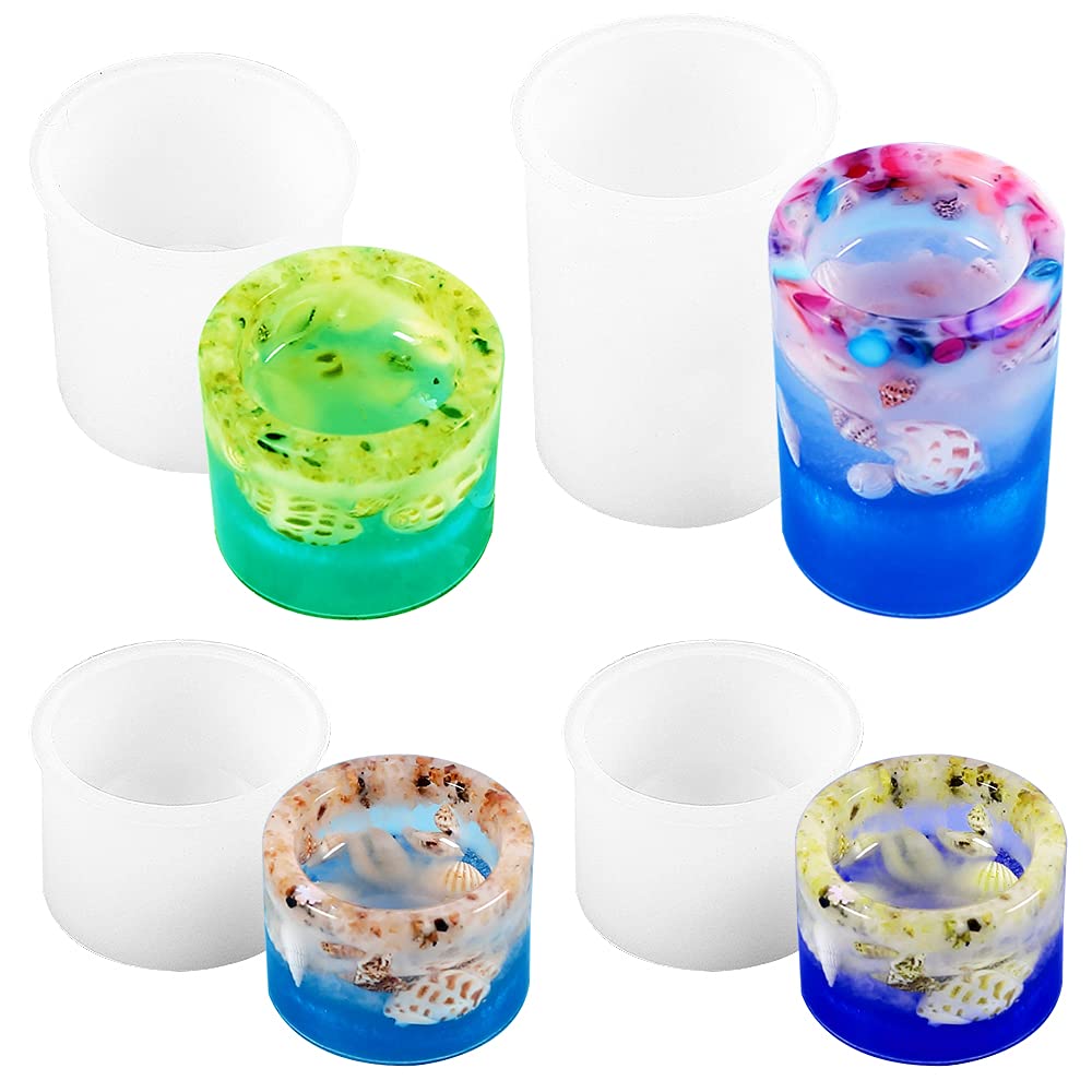 4 Pcs Cylinder Resin Molds Silicone, SENHAI Tealight Holder Epoxy Resin Molds for Candle Holder, Resin Casting, Decoration,Wedding, Home Decoration