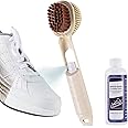 NUKied Shoe Cleaning Kit - 3-Way Shoe Brush with Detachable Small Spray Bottle, White Shoe Sneaker Cleaner and Shoe Shine Cloth Set for Cleaning Sneakers, Boot, Leather, Canvas, and Suede Shoes-1 Set