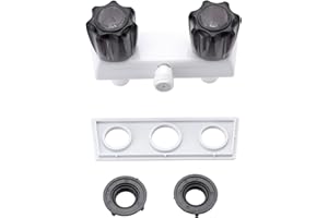 PUREHAVEN RV Shower Faucet, Camper Shower Faucet, 4" RV Outdoor Shower Replacement fits for RV/Motorhome/Trailer Shower Faucet Valve Diverter,Double knob Faucet Diverter with Smoked Acrylic Knobs (White)